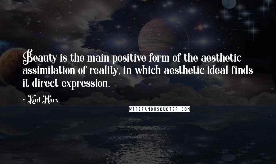 Karl Marx Quotes: Beauty is the main positive form of the aesthetic assimilation of reality, in which aesthetic ideal finds it direct expression.