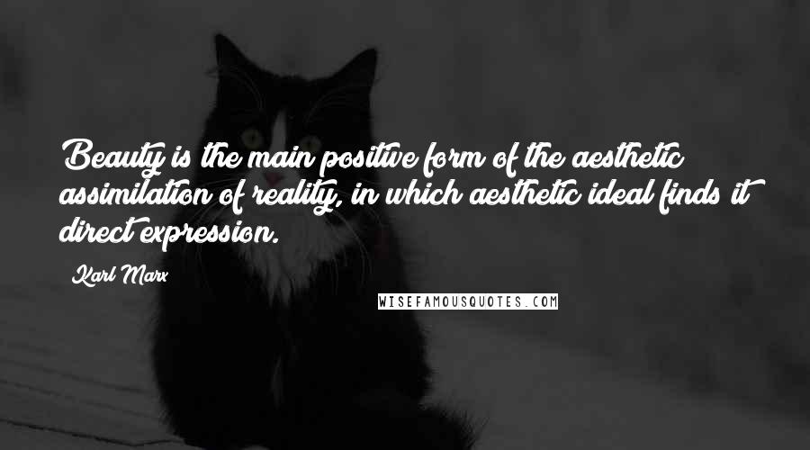 Karl Marx Quotes: Beauty is the main positive form of the aesthetic assimilation of reality, in which aesthetic ideal finds it direct expression.