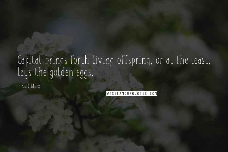 Karl Marx Quotes: Capital brings forth living offspring, or at the least, lays the golden eggs.