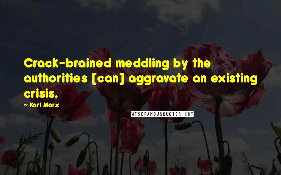 Karl Marx Quotes: Crack-brained meddling by the authorities [can] aggravate an existing crisis.