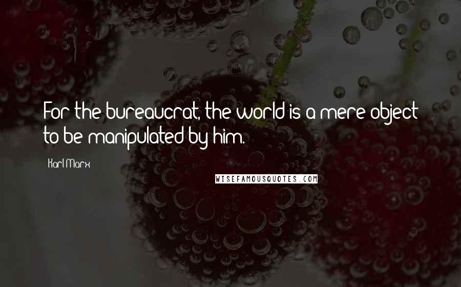 Karl Marx Quotes: For the bureaucrat, the world is a mere object to be manipulated by him.