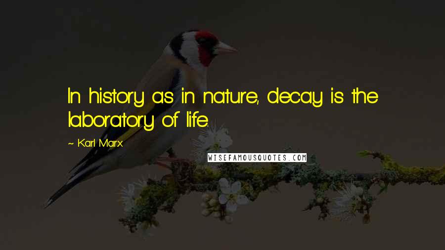 Karl Marx Quotes: In history as in nature, decay is the laboratory of life.