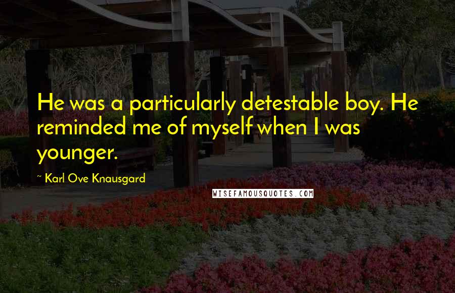 Karl Ove Knausgard Quotes: He was a particularly detestable boy. He reminded me of myself when I was younger.