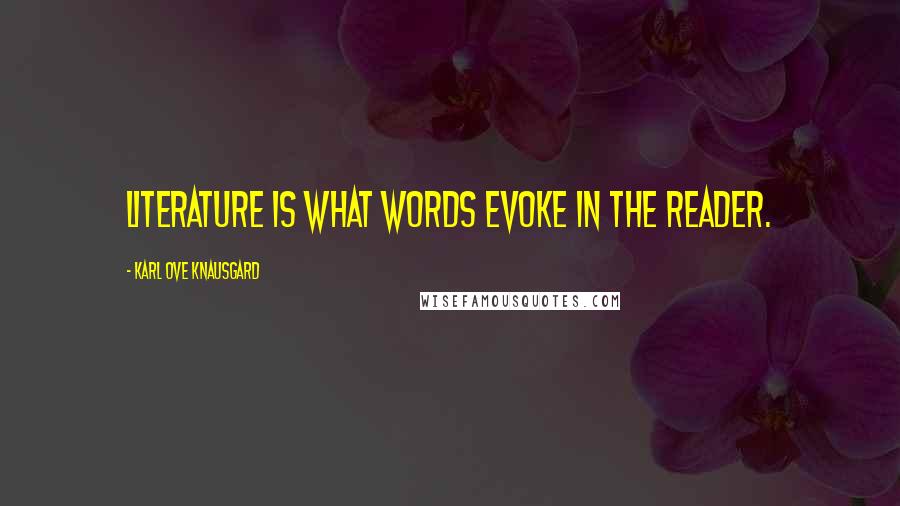 Karl Ove Knausgard Quotes: Literature is what words evoke in the reader.