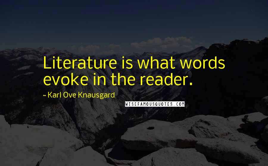 Karl Ove Knausgard Quotes: Literature is what words evoke in the reader.