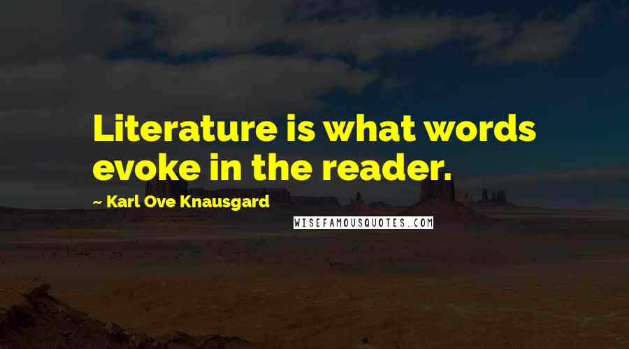 Karl Ove Knausgard Quotes: Literature is what words evoke in the reader.