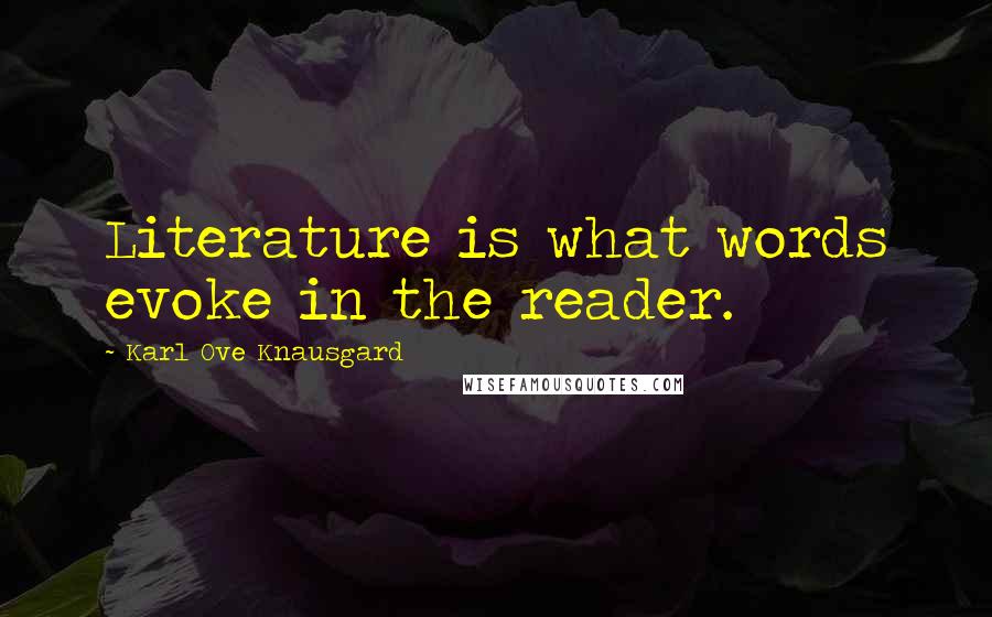 Karl Ove Knausgard Quotes: Literature is what words evoke in the reader.