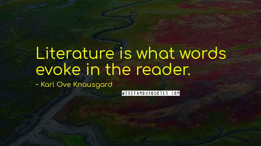 Karl Ove Knausgard Quotes: Literature is what words evoke in the reader.