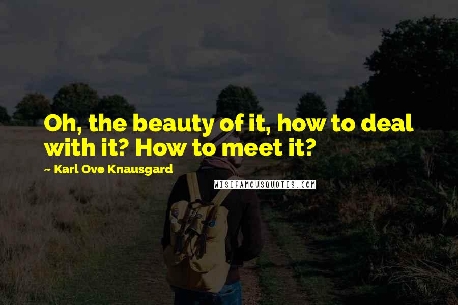 Karl Ove Knausgard Quotes: Oh, the beauty of it, how to deal with it? How to meet it?