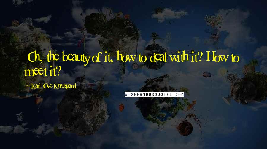 Karl Ove Knausgard Quotes: Oh, the beauty of it, how to deal with it? How to meet it?