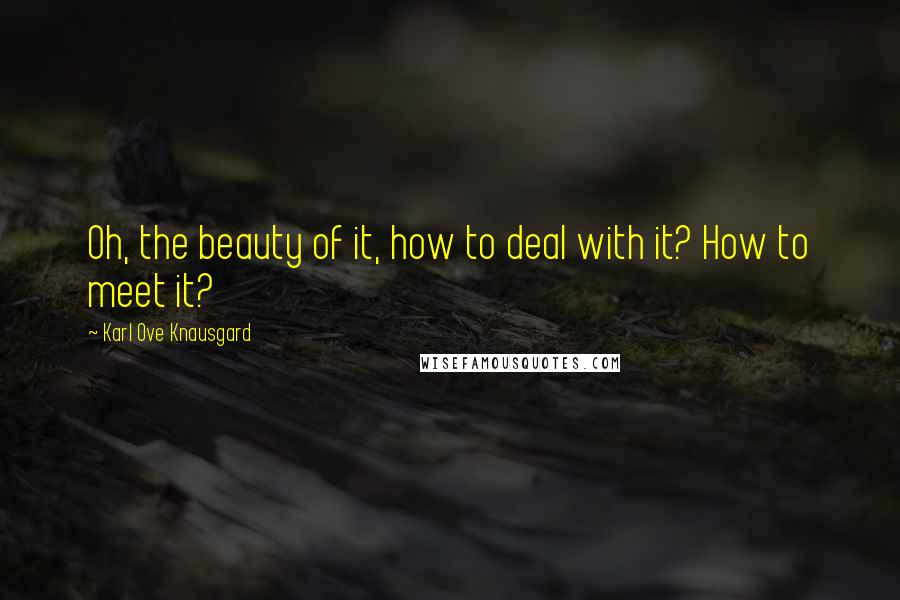 Karl Ove Knausgard Quotes: Oh, the beauty of it, how to deal with it? How to meet it?