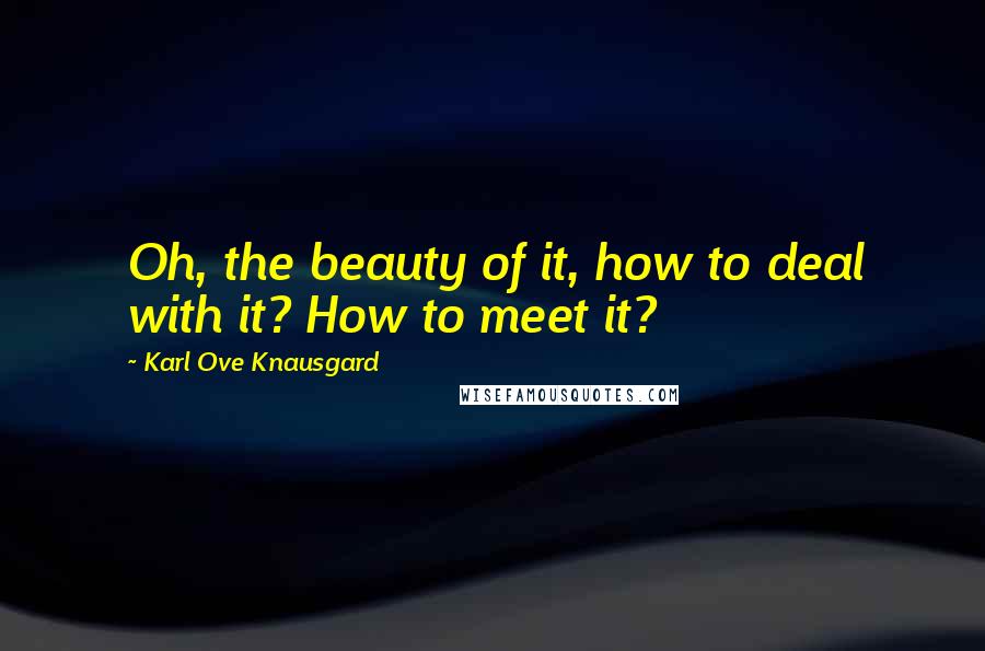 Karl Ove Knausgard Quotes: Oh, the beauty of it, how to deal with it? How to meet it?