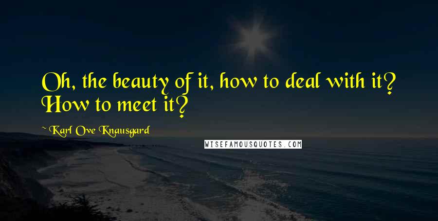 Karl Ove Knausgard Quotes: Oh, the beauty of it, how to deal with it? How to meet it?