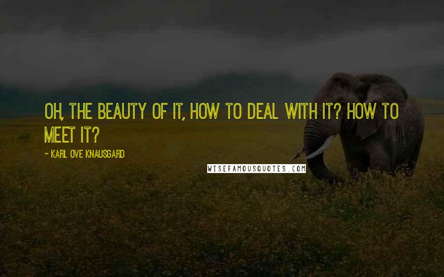 Karl Ove Knausgard Quotes: Oh, the beauty of it, how to deal with it? How to meet it?