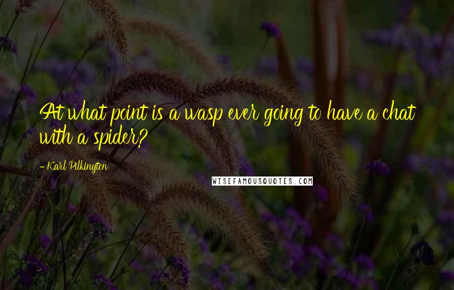 Karl Pilkington Quotes: At what point is a wasp ever going to have a chat with a spider?