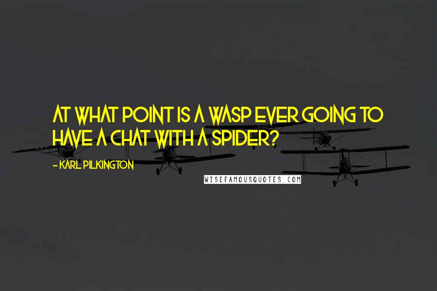 Karl Pilkington Quotes: At what point is a wasp ever going to have a chat with a spider?