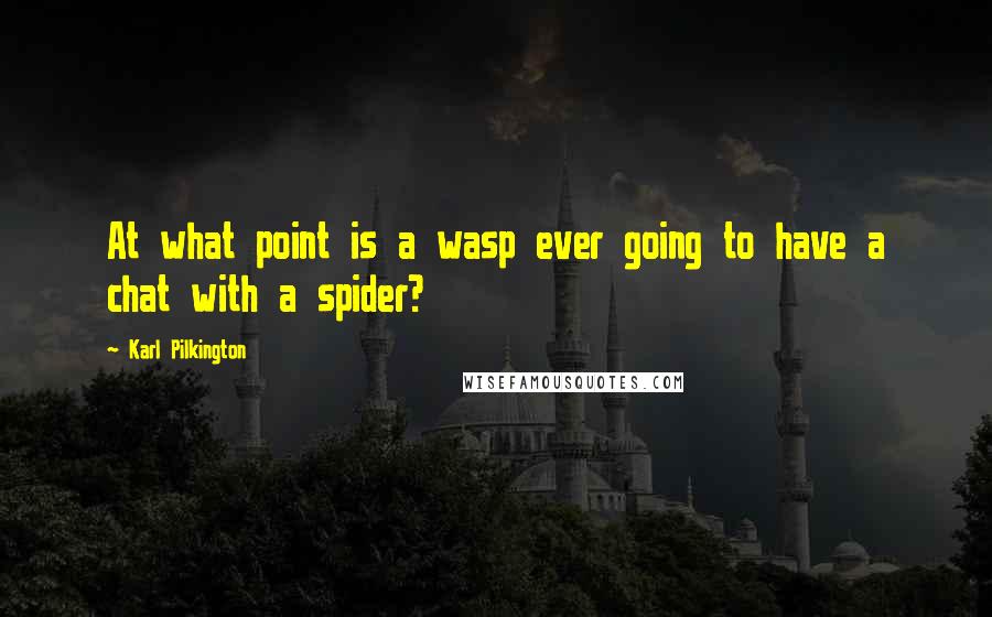 Karl Pilkington Quotes: At what point is a wasp ever going to have a chat with a spider?