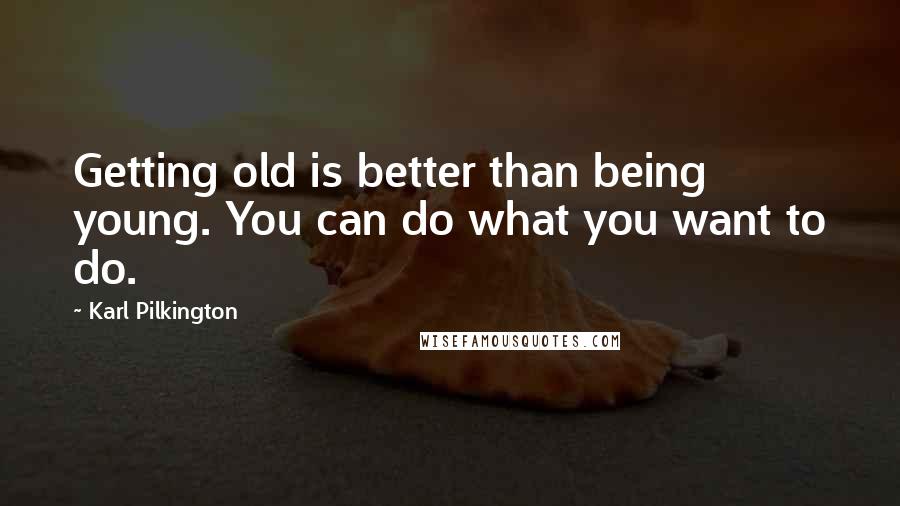 Karl Pilkington Quotes: Getting old is better than being young. You can do what you want to do.