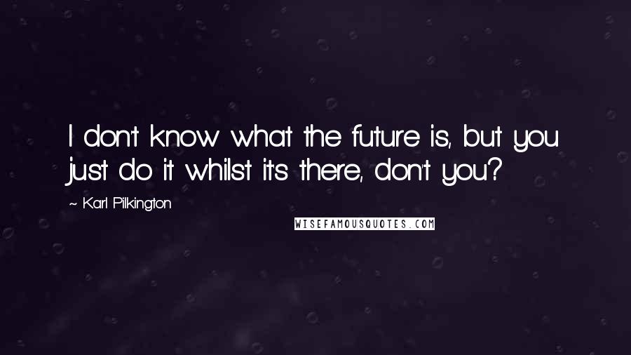 Karl Pilkington Quotes: I don't know what the future is, but you just do it whilst it's there, don't you?