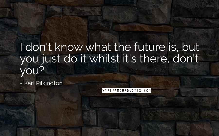 Karl Pilkington Quotes: I don't know what the future is, but you just do it whilst it's there, don't you?