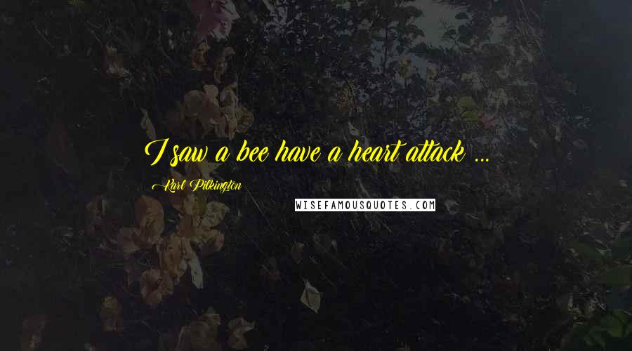 Karl Pilkington Quotes: I saw a bee have a heart attack ...