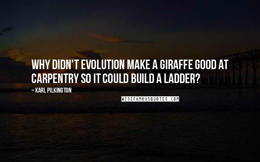 Karl Pilkington Quotes: Why didn't evolution make a giraffe good at carpentry so it could build a ladder?