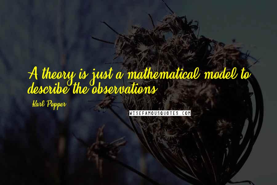 Karl Popper Quotes: A theory is just a mathematical model to describe the observations.