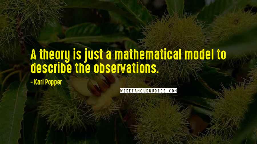 Karl Popper Quotes: A theory is just a mathematical model to describe the observations.