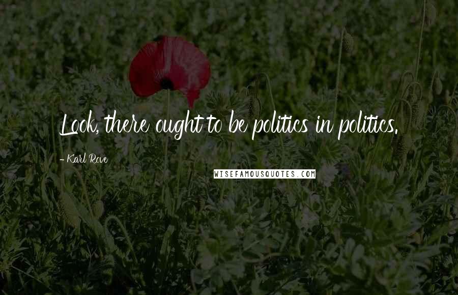 Karl Rove Quotes: Look, there ought to be politics in politics.