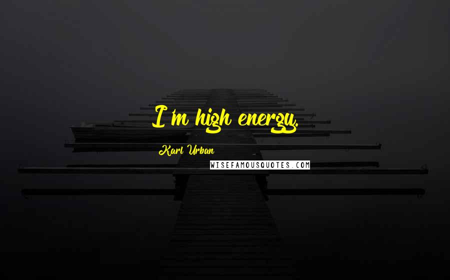 Karl Urban Quotes: I'm high energy.