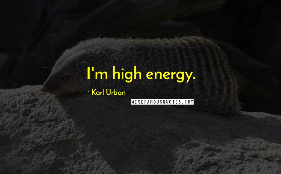 Karl Urban Quotes: I'm high energy.