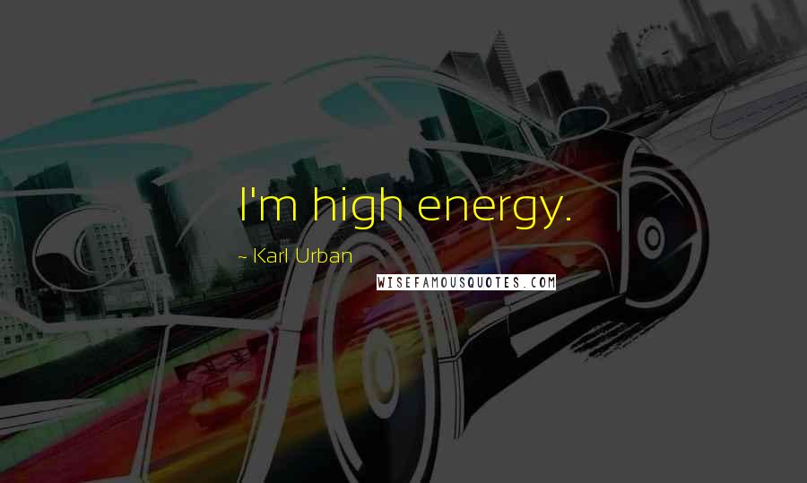 Karl Urban Quotes: I'm high energy.