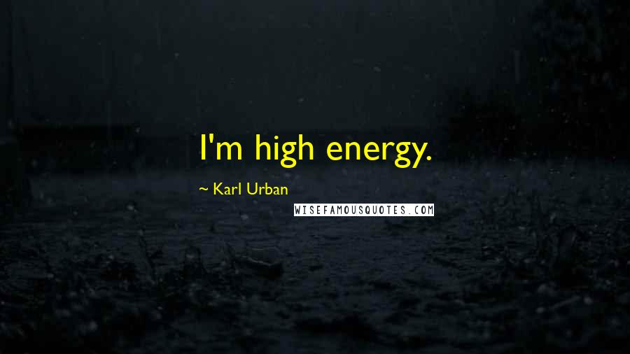 Karl Urban Quotes: I'm high energy.