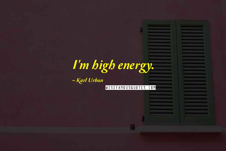 Karl Urban Quotes: I'm high energy.