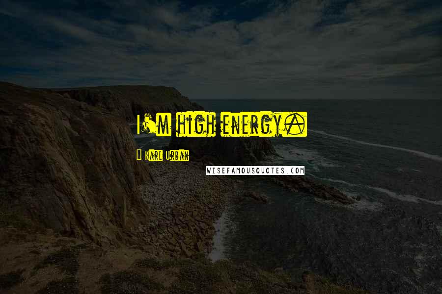 Karl Urban Quotes: I'm high energy.