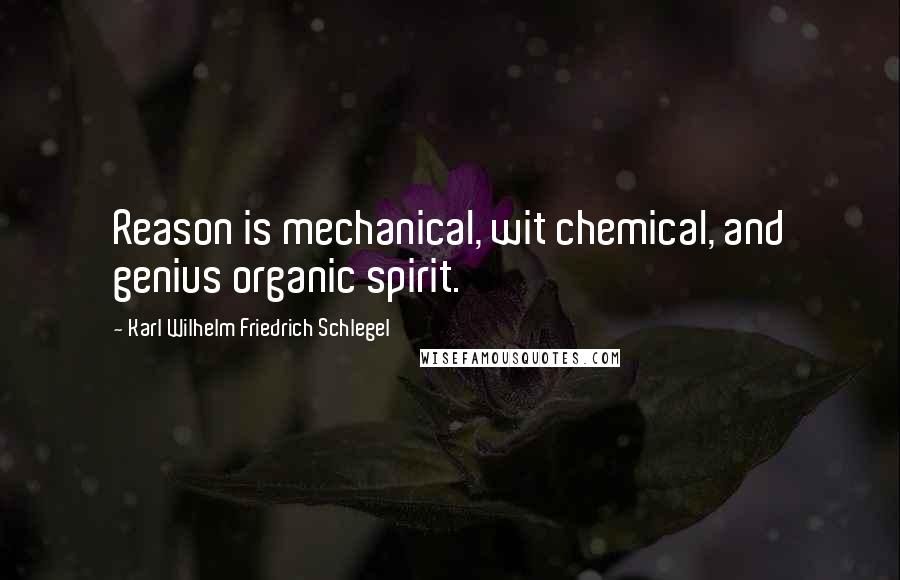 Karl Wilhelm Friedrich Schlegel Quotes: Reason is mechanical, wit chemical, and genius organic spirit.