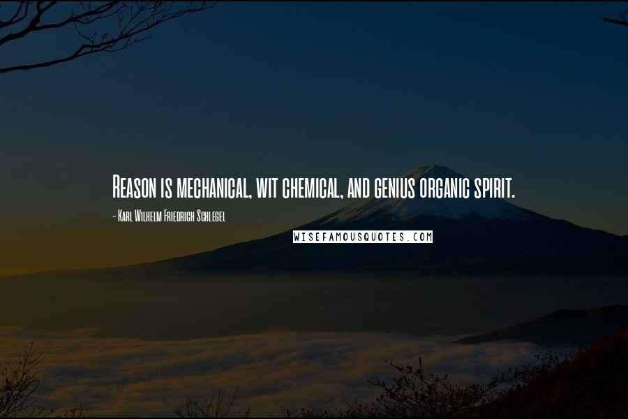 Karl Wilhelm Friedrich Schlegel Quotes: Reason is mechanical, wit chemical, and genius organic spirit.