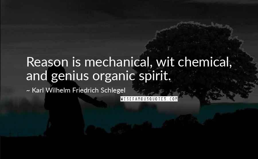 Karl Wilhelm Friedrich Schlegel Quotes: Reason is mechanical, wit chemical, and genius organic spirit.