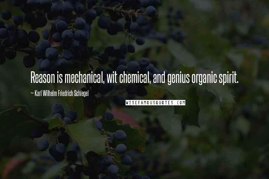 Karl Wilhelm Friedrich Schlegel Quotes: Reason is mechanical, wit chemical, and genius organic spirit.