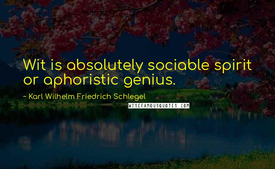 Karl Wilhelm Friedrich Schlegel Quotes: Wit is absolutely sociable spirit or aphoristic genius.