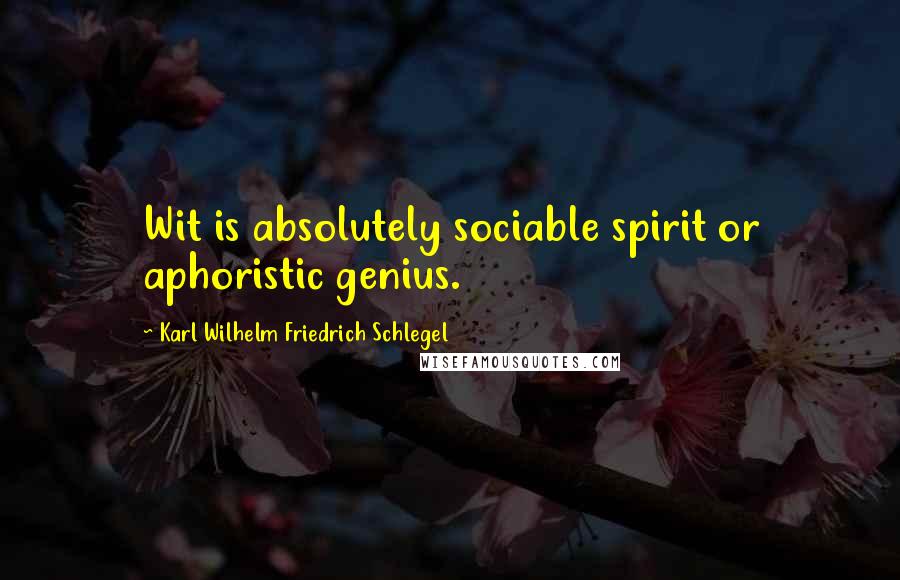 Karl Wilhelm Friedrich Schlegel Quotes: Wit is absolutely sociable spirit or aphoristic genius.