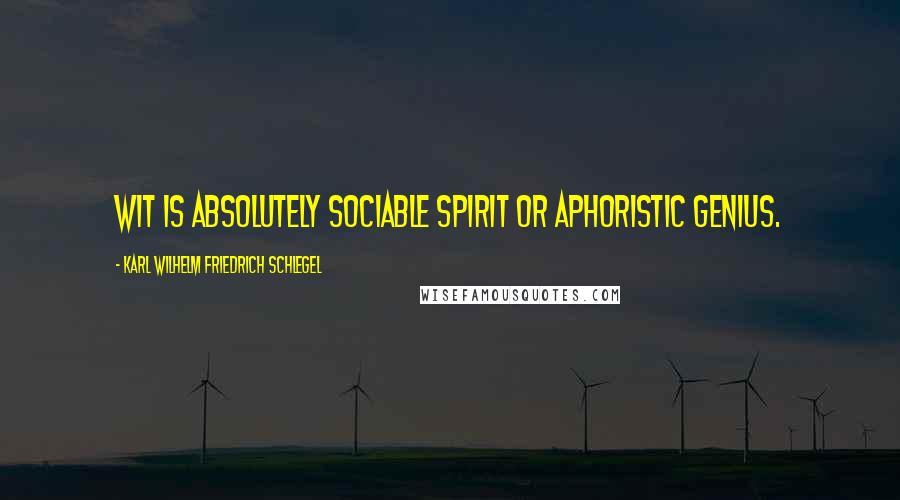 Karl Wilhelm Friedrich Schlegel Quotes: Wit is absolutely sociable spirit or aphoristic genius.