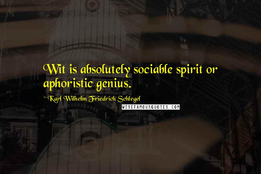 Karl Wilhelm Friedrich Schlegel Quotes: Wit is absolutely sociable spirit or aphoristic genius.