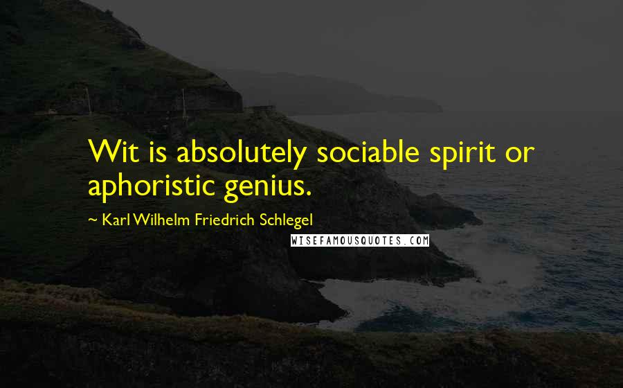 Karl Wilhelm Friedrich Schlegel Quotes: Wit is absolutely sociable spirit or aphoristic genius.