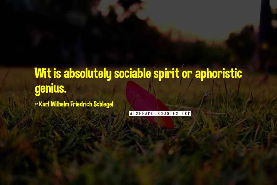 Karl Wilhelm Friedrich Schlegel Quotes: Wit is absolutely sociable spirit or aphoristic genius.