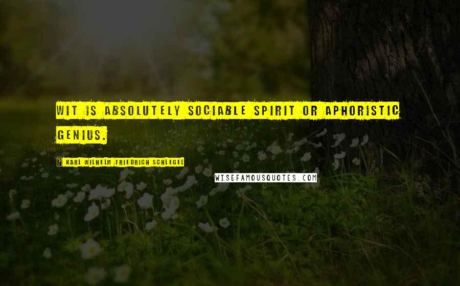 Karl Wilhelm Friedrich Schlegel Quotes: Wit is absolutely sociable spirit or aphoristic genius.