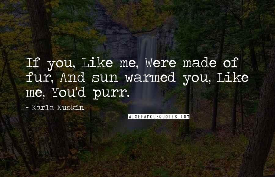 Karla Kuskin Quotes: If you, Like me, Were made of fur, And sun warmed you, Like me, You'd purr.