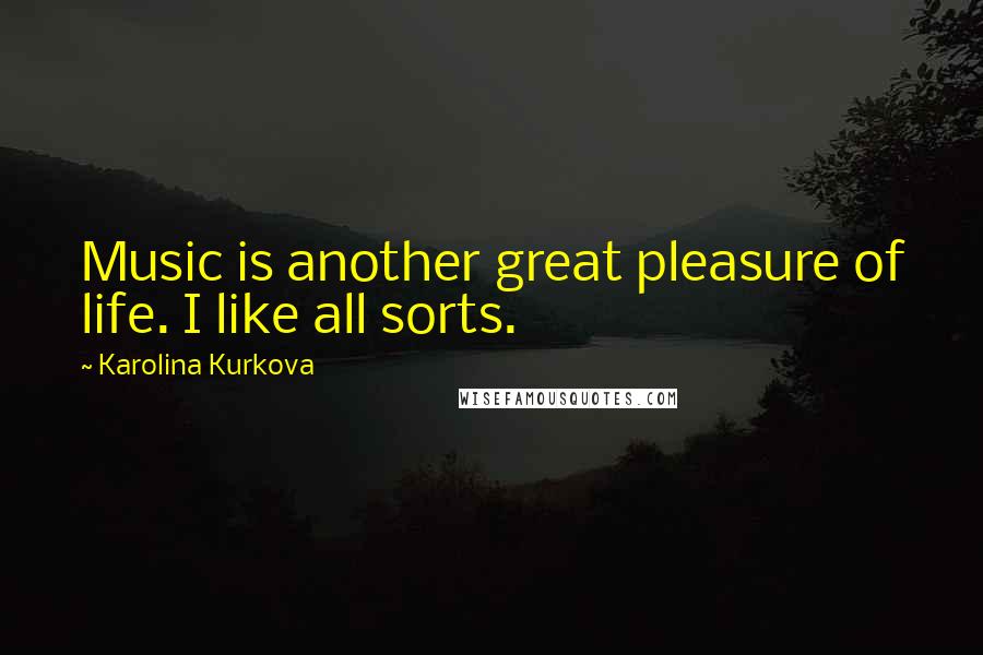 Karolina Kurkova Quotes: Music is another great pleasure of life. I like all sorts.