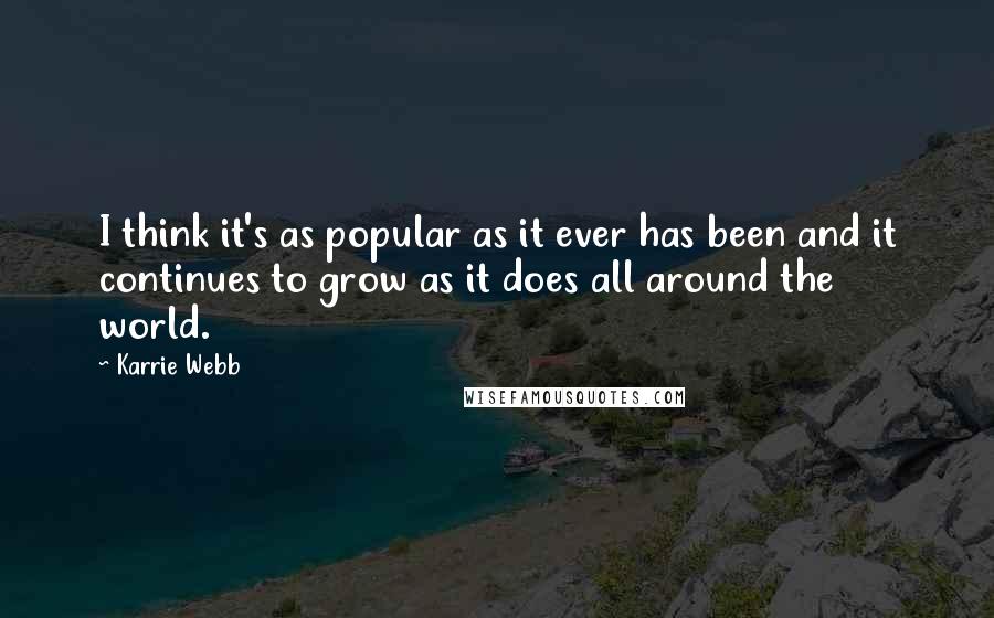 Karrie Webb Quotes: I think it's as popular as it ever has been and it continues to grow as it does all around the world.