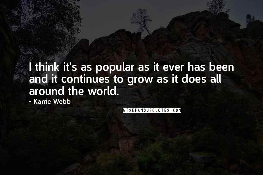 Karrie Webb Quotes: I think it's as popular as it ever has been and it continues to grow as it does all around the world.